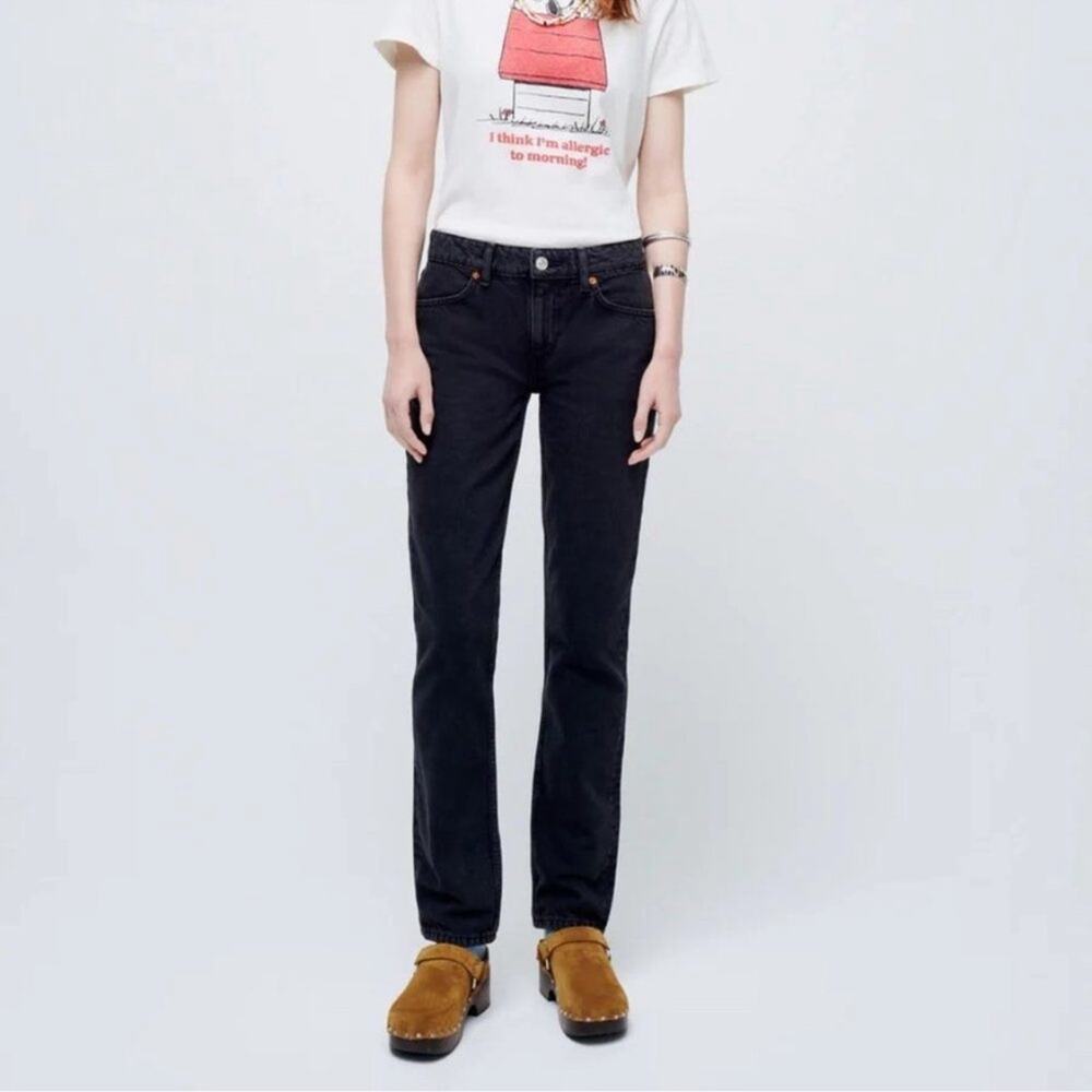 NWT re/done 70s Low Rise Straight Jeans sz 31 Washed Black Rigid Denim msrp $275